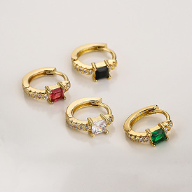Fashionable 18K Gold-Plated Copper Mini Ear Studs with Micro Inlaid Zircon for Women