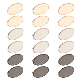 18 наборы 3 цвета цинковый сплав сумки декоративные застежки, штамповка пустых тегов, с железной прокладкой, овальные