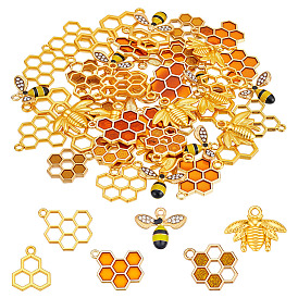60 шт 6 стили подвески из сплава эмали, амулет в виде сот и пчелы