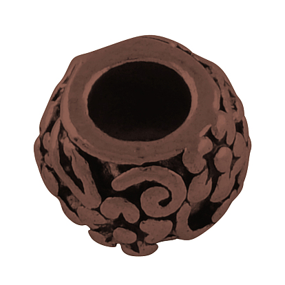 Тибетский стиль большое отверстие европейского Rondelle шарики, без кадмия и без свинца, 10x7 мм, Отверстие : 5 мм , около 416 шт / 1000 г