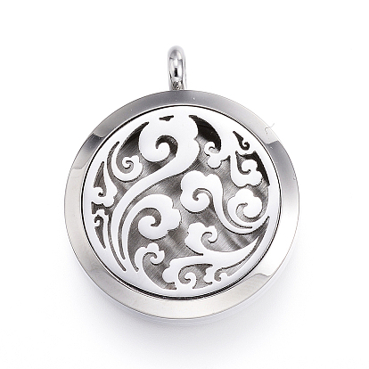 304 из нержавеющей стали Locket подвески диффузор, С парфюмерной накладкой и магнитными застежками, плоско-круглые