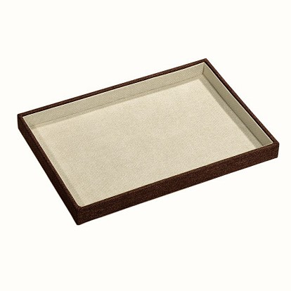 Cuboid Synthetic Wood Jewelry Displays, Covered with Burlap Cloth