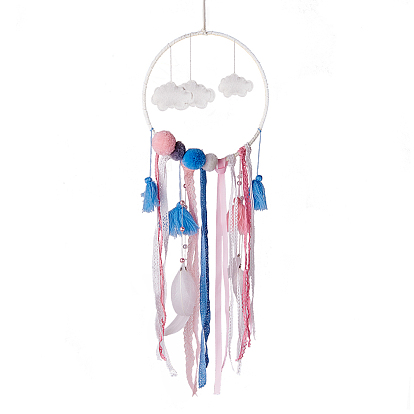 DIY Woven Net/Web with Feather Making Set, with Faux Suede Cord, Wood Beads, Natural Feathers and Ribbon and Plastic Sticks