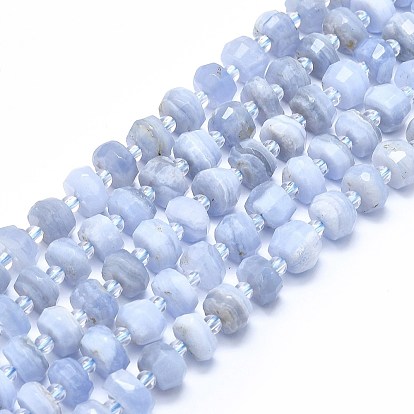 Perlas naturales ágata de encaje azul hebras, facetados, pepitas