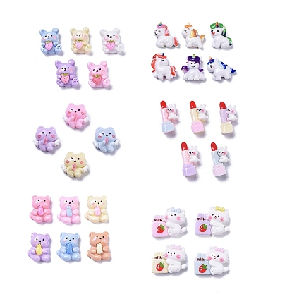 Форма кролика/кошки/медведя/лошади, непрозрачные милые животные, смола, декодированные кабошоны, разноцветные