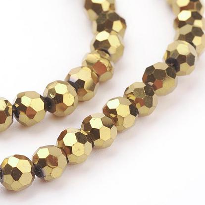 Electroplate Glass Bead Strands, Faceted(32 Facets), Round