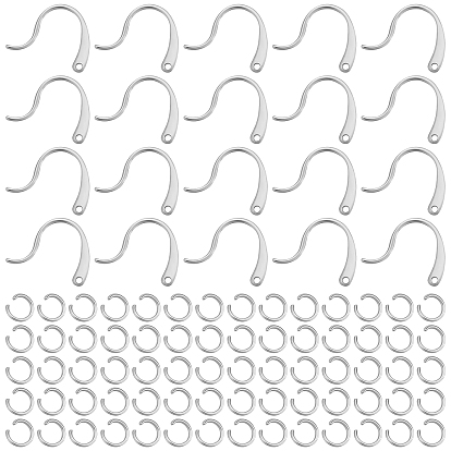 200Pcs 304 Stainless Steel Stud Earring Hooks and 200Pcs Jump Rings