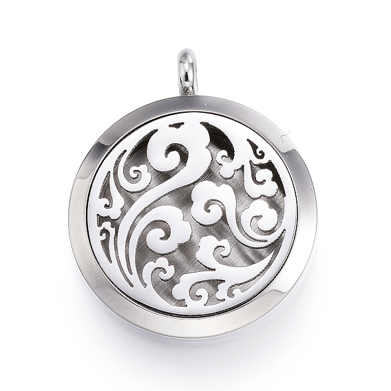 304 из нержавеющей стали Locket подвески диффузор, С парфюмерной накладкой и магнитными застежками, плоско-круглые