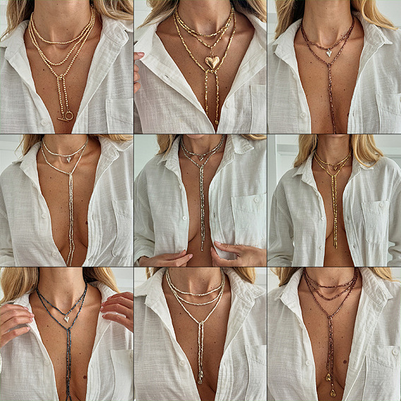 Подвеска из сплава, CCB, пластиковые бусы, многослойное ожерелье-лариата для женщин