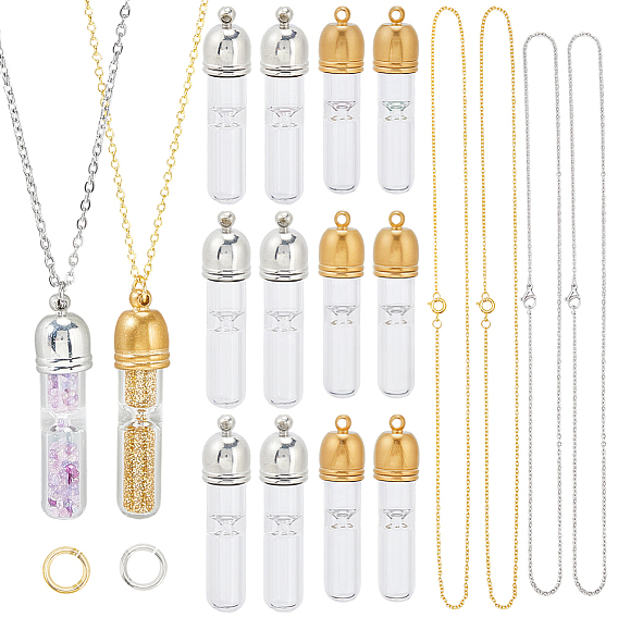 Наборы для изготовления ожерелий своими руками, включая подвески для стеклянных бутылок, 304 Открытые соединительные кольца и цепочки из нержавеющей стали, латунные открытые соединительные кольца и цепочки