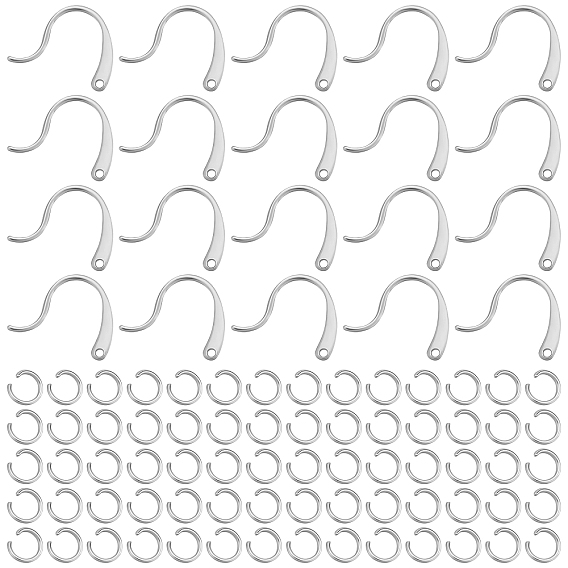 200Pcs 304 Stainless Steel Stud Earring Hooks and 200Pcs Jump Rings