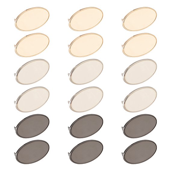 18 наборы 3 цвета цинковый сплав сумки декоративные застежки, штамповка пустых тегов, с железной прокладкой, овальные