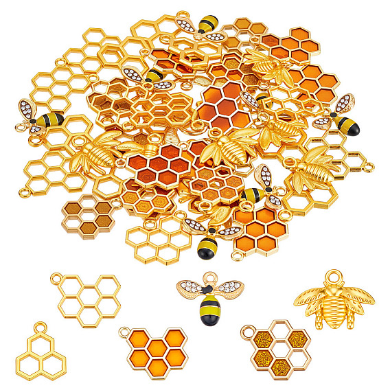 60 шт 6 стили подвески из сплава эмали, амулет в виде сот и пчелы
