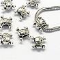 Сплавочные европейские бусины, бусины с большим отверстием, череп, 12x14.5x7.5 мм, отверстие : 4.5 мм