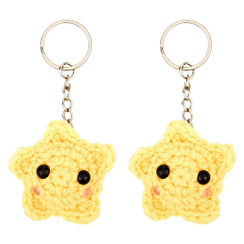 Брелки из полиэстера, литыми кольцами, звезда, платина