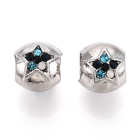 Европейские бусины, сплав, стразы , бусины с большим отверстием, баррель со звездой