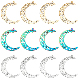 12 шт. 3 цвета 304 подвески из нержавеющей стали, луна