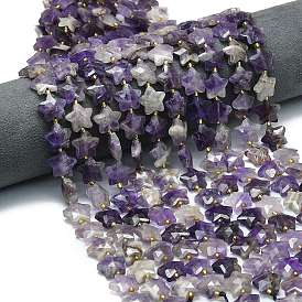 Природный аметист нитей бисера, граненые, звезда, с бисером