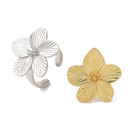 Flower Rack Plating Brass Cuff Rings for Women, Cadmium Free & Lead Free, Long-Lasting Plated