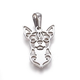 304 Stainless Steel Puppy Pendants, Chihuahua Dog