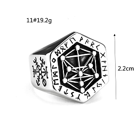 Stainless Steel Wide Band Rings, Jewelry for Women, Hexagon