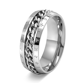 Rotatable Titanium Steel Finger Ring, Viking Runes for Men's