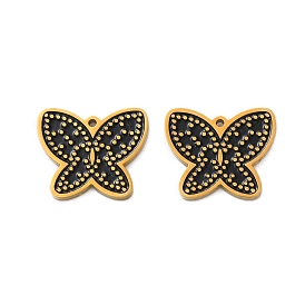 Ion Plating(IP) 304 Stainless Steel Enamel Charms, Real 18K Gold Plated, Butterfly Charm