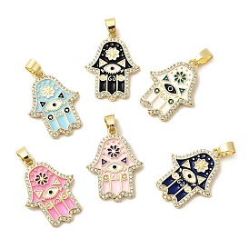 Латунь эмаль подвески, Религия Хамса обереги для рук, без свинца и без кадмия, долговечный, стойки покрытие, реальный 18 k позолоченный