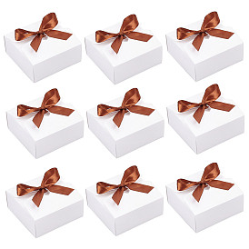 Складная творческая коробка крафт-бумаги, свадебные подарочные коробки, ящик для подарков, бумажная подарочная коробка, со шнуром, квадратный