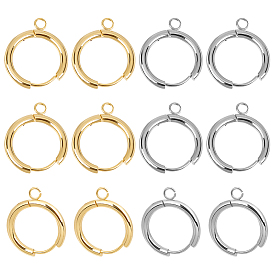 12 шт. 2 цвета 201 фурнитура для сережек-обручей из нержавеющей стали, с горизонтальными петлями и 316 штифтами из хирургической нержавеющей стали