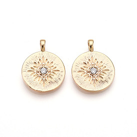Латунные микро проложить кубического циркония подвески, без кадмия, без никеля и без свинца, плоско-круглые