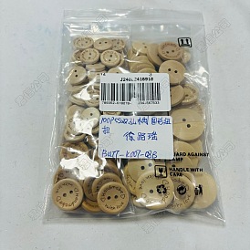 100Pcs 5 Styles Wooden Buttons, 2-Hole, Flat Round with Word Handmade with Love