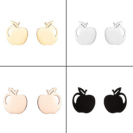 Cute Stainless Steel Apple Ear Studs for Women, Christmas Eve Earrings with European and American Style