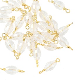 Граненые прозрачные стеклянные овальные соединительные подвески, с петлями из латунной проволоки, стойки покрытие, долговечный