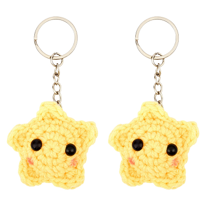 Брелки из полиэстера, литыми кольцами, звезда, платина