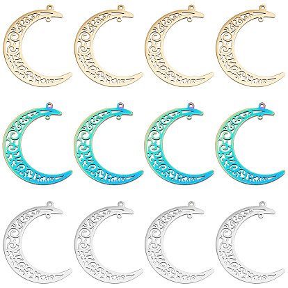 12 шт. 3 цвета 304 подвески из нержавеющей стали, луна