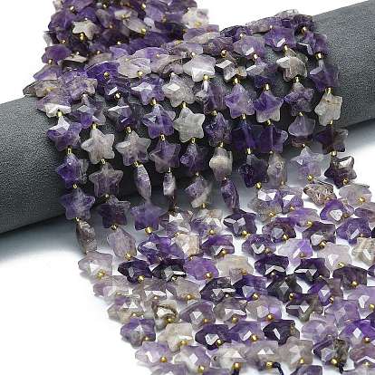 Природный аметист нитей бисера, граненые, звезда, с бисером