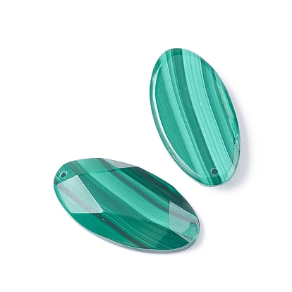 Natural Malachite Pendants, Oval, Faceted