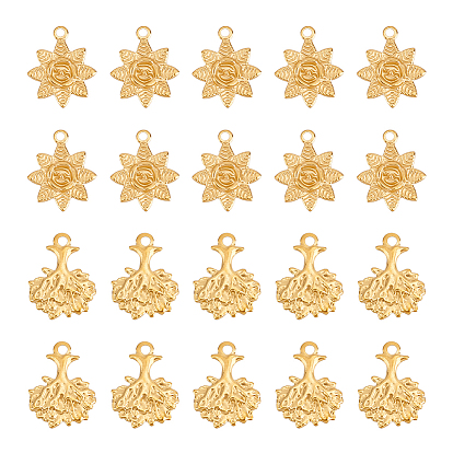 20 шт. 2 ионное покрытие (ip) 304 подвески из нержавеющей стали, очарование цветов и деревьев