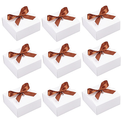 Складная творческая коробка крафт-бумаги, свадебные подарочные коробки, ящик для подарков, бумажная подарочная коробка, со шнуром, квадратный