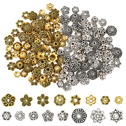 192шт 16 стили колпачки из сплава в тибетском стиле, цветок