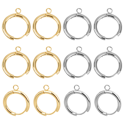 12 шт. 2 цвета 201 фурнитура для сережек-обручей из нержавеющей стали, с горизонтальными петлями и 316 штифтами из хирургической нержавеющей стали