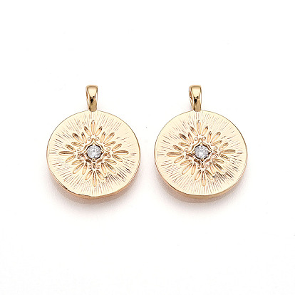 Латунные микро проложить кубического циркония подвески, без кадмия, без никеля и без свинца, плоско-круглые