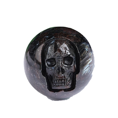 Натуральный астрофиллит, вырезанный по кругу с фигурками черепов, для домашнего офиса настольный орнамент фэн-шуй