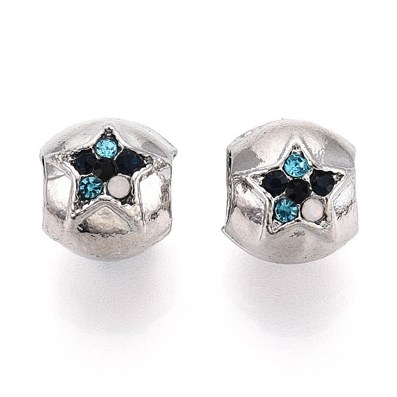 Европейские бусины, сплав, стразы , бусины с большим отверстием, баррель со звездой