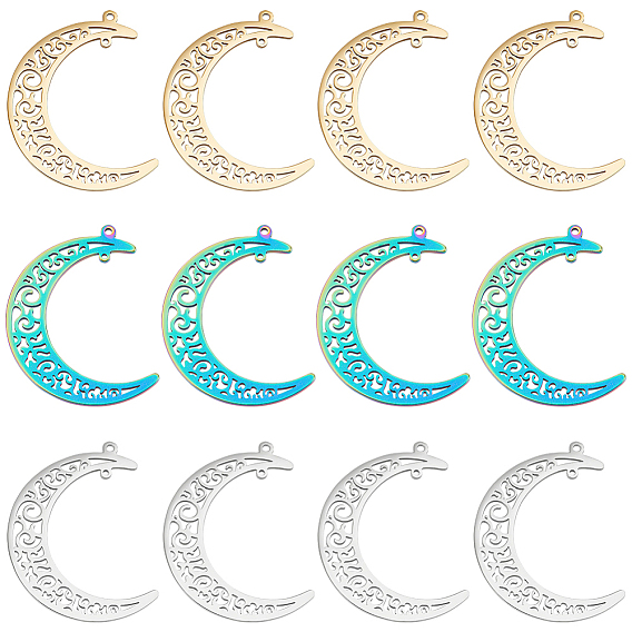 12 шт. 3 цвета 304 подвески из нержавеющей стали, луна
