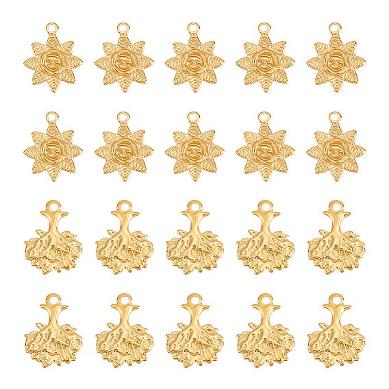 20 шт. 2 ионное покрытие (ip) 304 подвески из нержавеющей стали, очарование цветов и деревьев