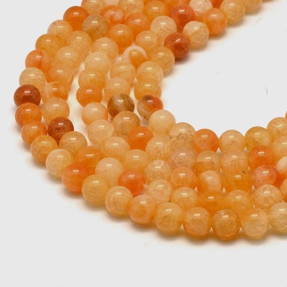 Natural Crackle Agate Bead Strands, Round, Dyed & Heated, Grade A