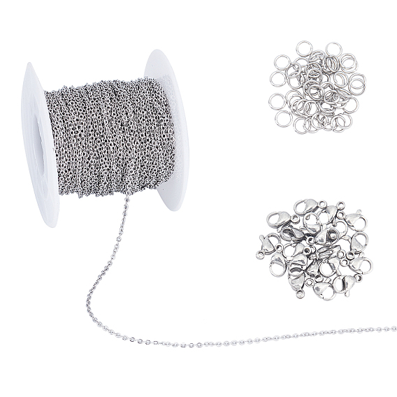 304 кабельные цепи из нержавеющей стали, с кольцами для прыжков и застежками в виде когтей лобстера, пайки