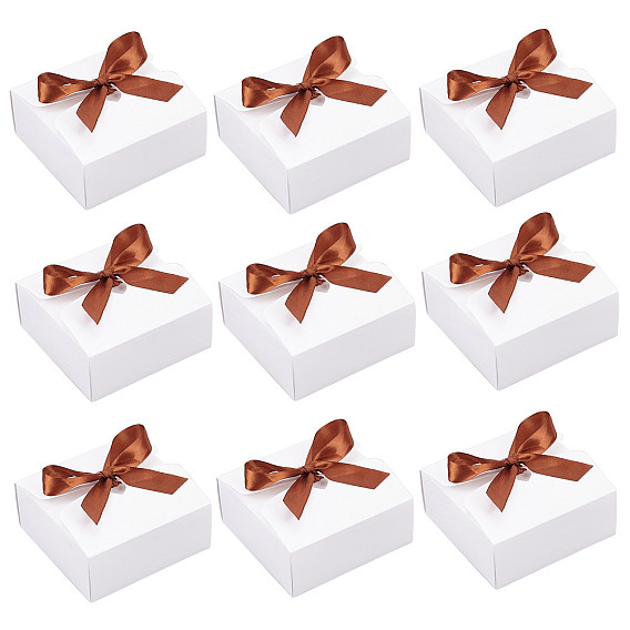 Складная творческая коробка крафт-бумаги, свадебные подарочные коробки, ящик для подарков, бумажная подарочная коробка, со шнуром, квадратный